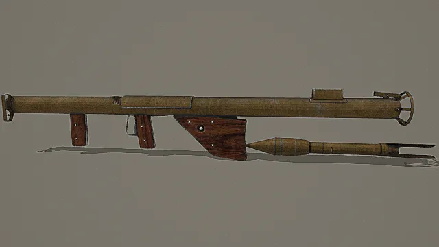 复古简易风木质管火箭发射器3D模型