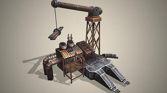 工业起重机  工坊设施  做旧金属  科幻工坊道具