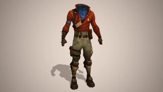 红色夹克  束腿裤  腰包  腿包  靴子