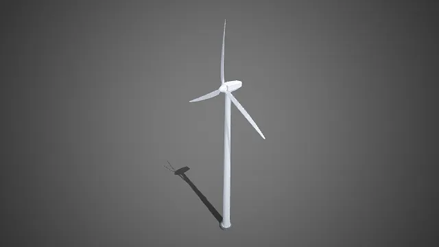 低多边形  风力发电机  白色立柱  扇叶  机舱  线条流畅  风电设备  能源设施  新能源