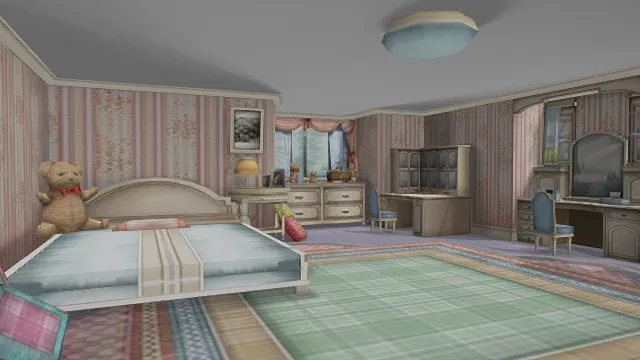 3D卡通风格卧室场景模型，创意设计（3D场景、卡通风格、温馨甜美风，场景设计主题）