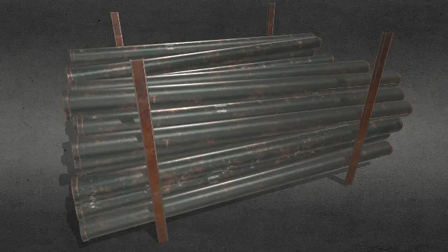 金属管道堆积工程场景道具