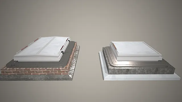 屋顶检修口  单开盖板设计  混凝土基座  建筑屋顶细节