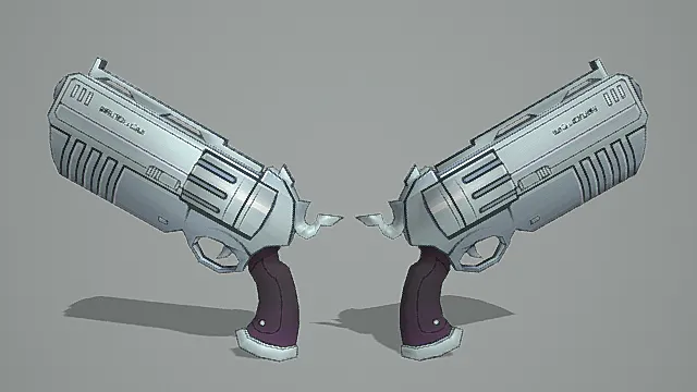 银灰复古科技双持手枪游戏武器3D模型