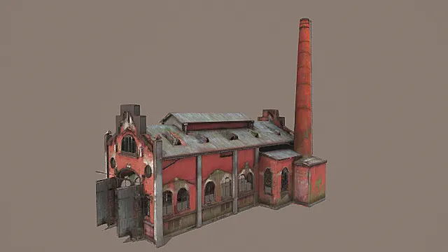 复古废弃红砖工厂3D模型