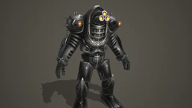 黑金属质感多眼重装机甲巨人游戏怪物模型