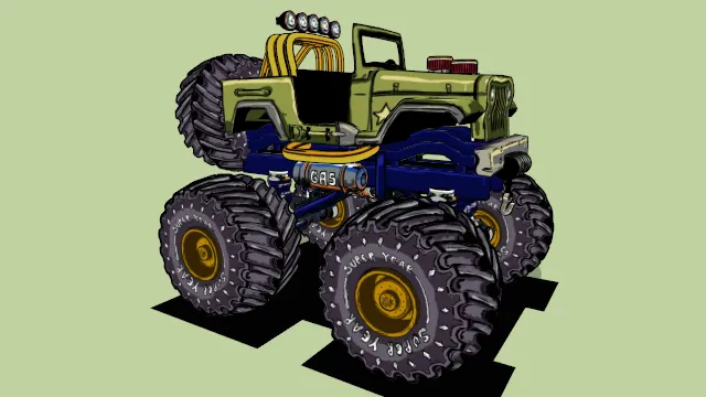 卡通风格汽车卡车越野车