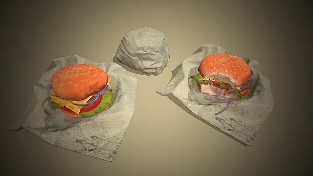 一套写实风格的汉堡3D模型