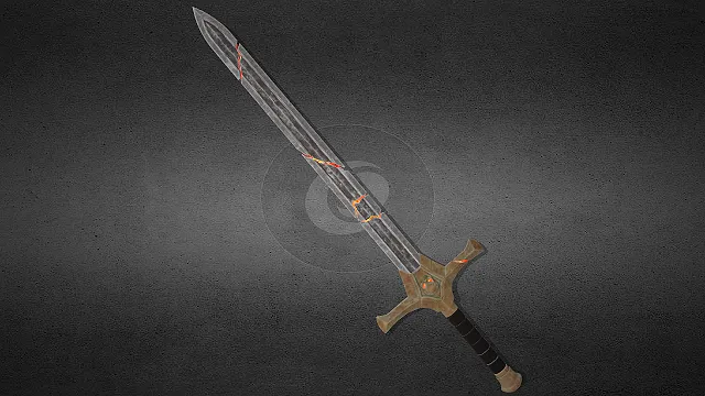 熔岩裂纹巨剑  奇幻武器  魔幻战斗风  灼热能量