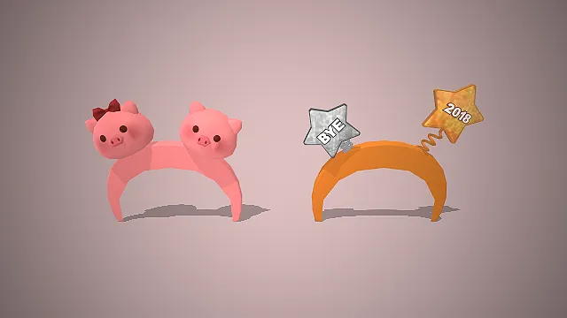 粉色小猪  可爱发箍  星星装饰  配饰  游戏道具