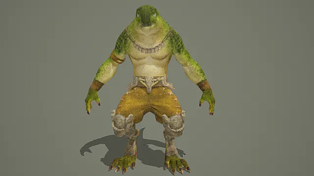 奇幻沼泽风格蜥人战士模型 