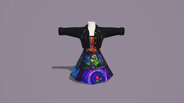 个性潮流风格印花套装3D服装模型