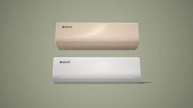 写实风格双色格力壁挂式空调 3D 现代家电道具模型