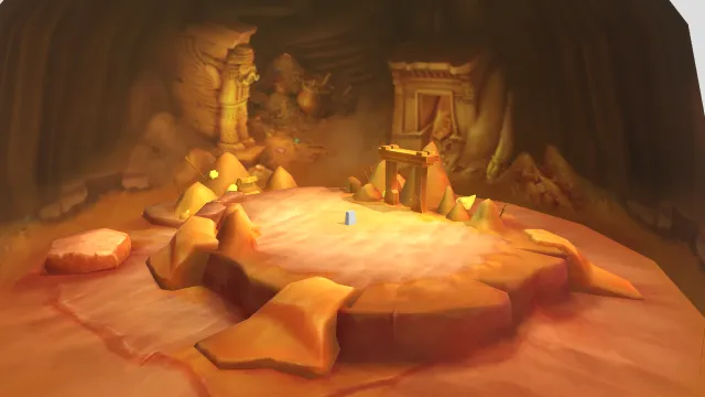 一个卡通风格适合用于冒险场景的3D沙漠遗迹洞穴场景模型