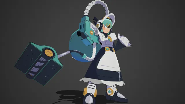 机甲女仆  萌系  黑白女仆装  萌系   机械臂  耳机  科幻战斗