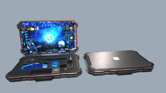 未来科幻风格的3D笔记本电脑