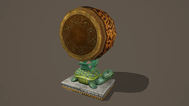 国风瑞兽风格龟座鼓模型