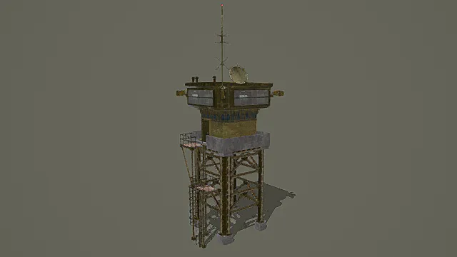 复古做旧工业风瞭望塔（含通讯设备）3D模型