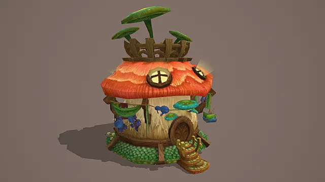 奇幻游戏资源童话蘑菇屋建筑模型