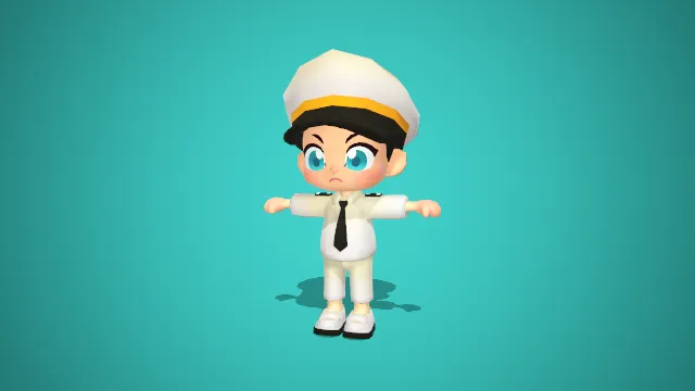 Q 版水手制服卡通角色：萌系海军风小水手 3D 模型