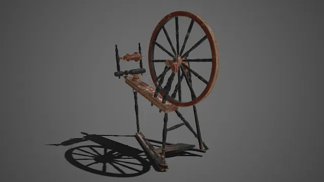 复古风格  老式纺车  木质结构  纺纱机构  设计精巧  传统手工纺纱工具  民俗风情