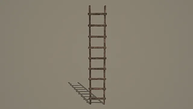 复古乡村风旧木长梯3D模型