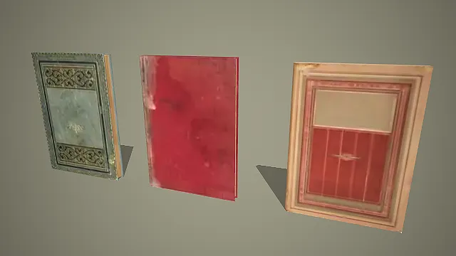 三款欧式复古花纹精装旧书 3D 模型套装