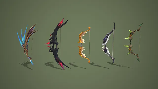 五款奇幻风格弓弩武器道具模型