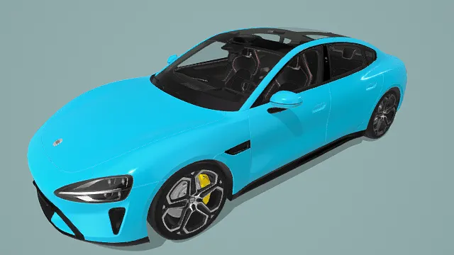 小米SU7 蓝色电动轿跑3D模型
