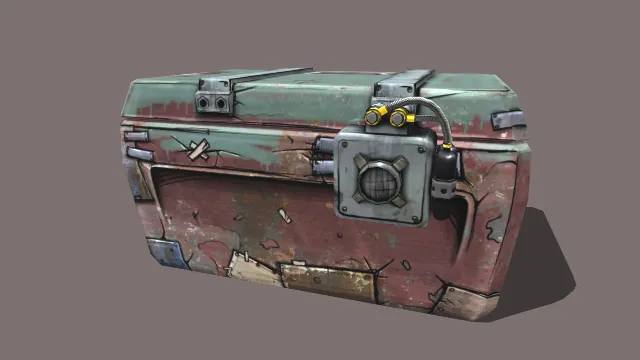 废土改装宝箱  做旧涂装  储物容器  锈蚀金属外壳