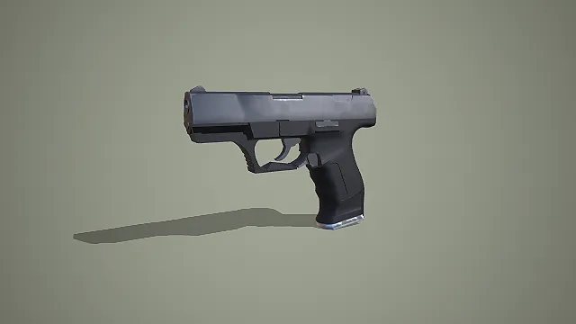 全黑战术造型半自动手枪 3D 模型 现代军事特工枪械道具