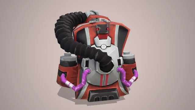 红色工具背包装有大管道