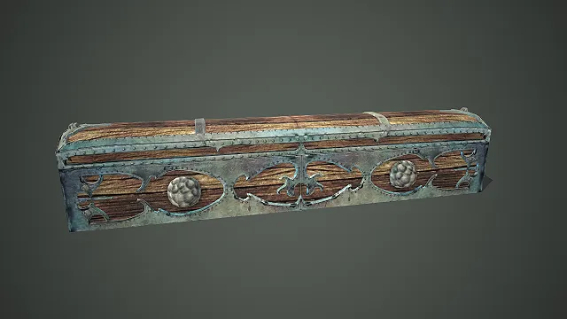 复古长箱  复古工艺  奇幻储物道具  铜绿做旧质感