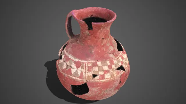 红陶执壶  残损  环形单耳  沧桑  原始  艺术风格