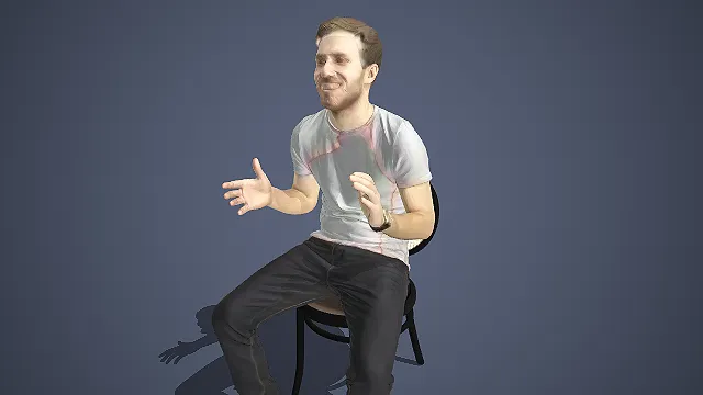 都市男性休闲装扮坐姿交流姿态 3D 角色模型