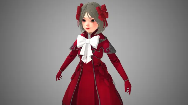 红裙少女  可爱  二次元角色  卡通形象  游戏角色