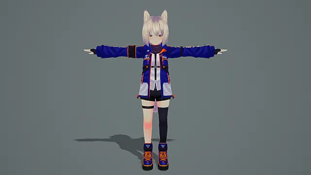 二次元潮酷风兽耳科技少女3D模型