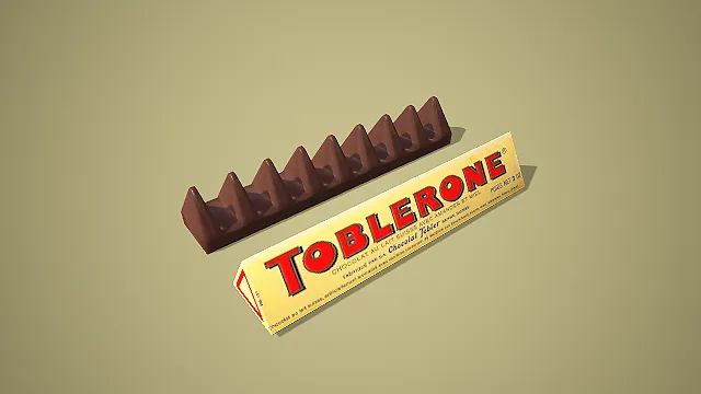 卡通风格三角巧克力组合 3D 低多边形零食场景装饰模型