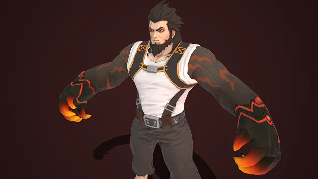 兽化巨力的壮汉战士  野性  兽纹臂肌  粗犷造型的暴力系建模  神情凶悍  热血格斗