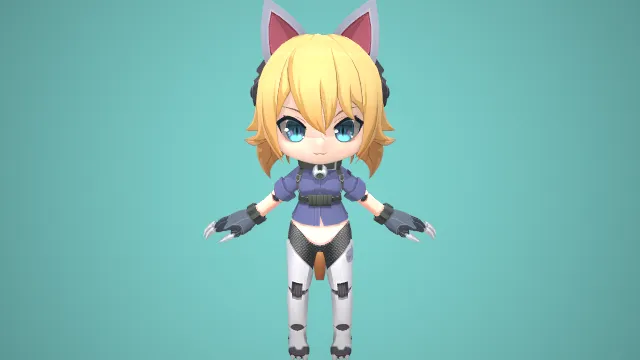 猫耳少女 3d模型 手办 pbr模型 