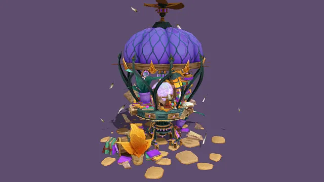 3D卡通风格奇幻装置模型，创意设计（3D装置、卡通风格、奇幻风，物品设计主题）