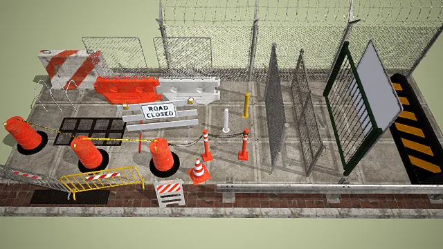 路障  护栏   场景3D模型
