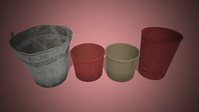 一套复古风格的桶具3D模型