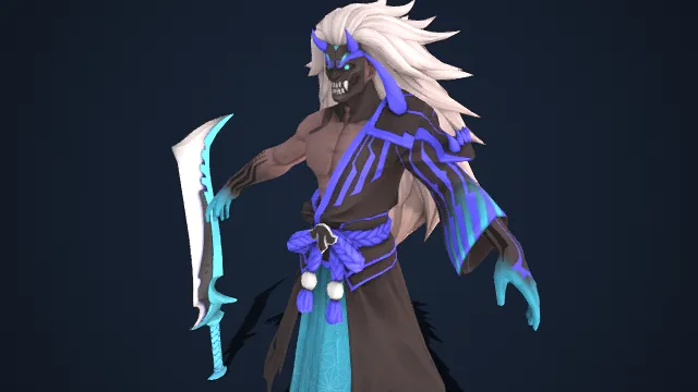 暗黑玄幻风格  和风  邪灵武士  白发  鬼面獠牙  妖刀利爪  鬼武士  