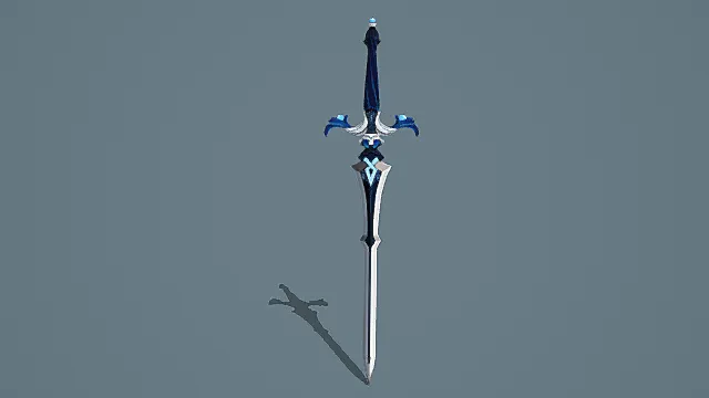 奇幻风格蓝焰圣剑3D模型