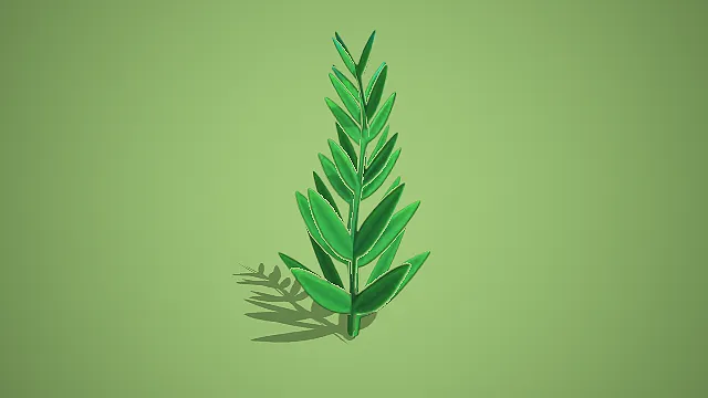 卡通风格单株对生叶植物 3D 低多边形场景装饰模型