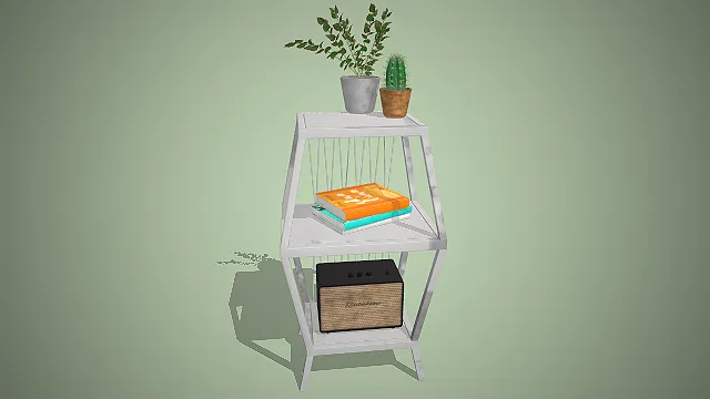 白色三层边几  绿植盆栽  北欧风家居  室内软装