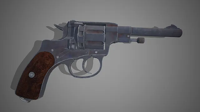 左轮手枪  复古军用转轮  二战枪械  做旧金属质感