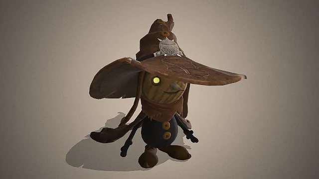 玩偶  奇幻巫师  木头身体  纽扣装饰