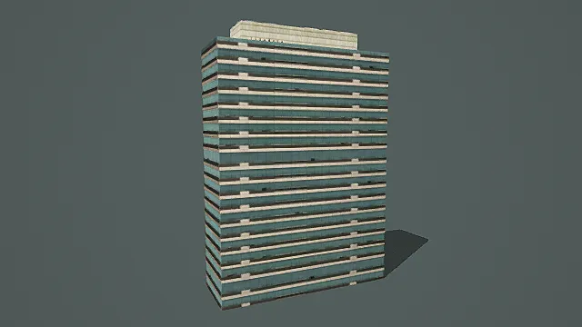 现代未来风彩光玻璃幕墙高楼3D模型